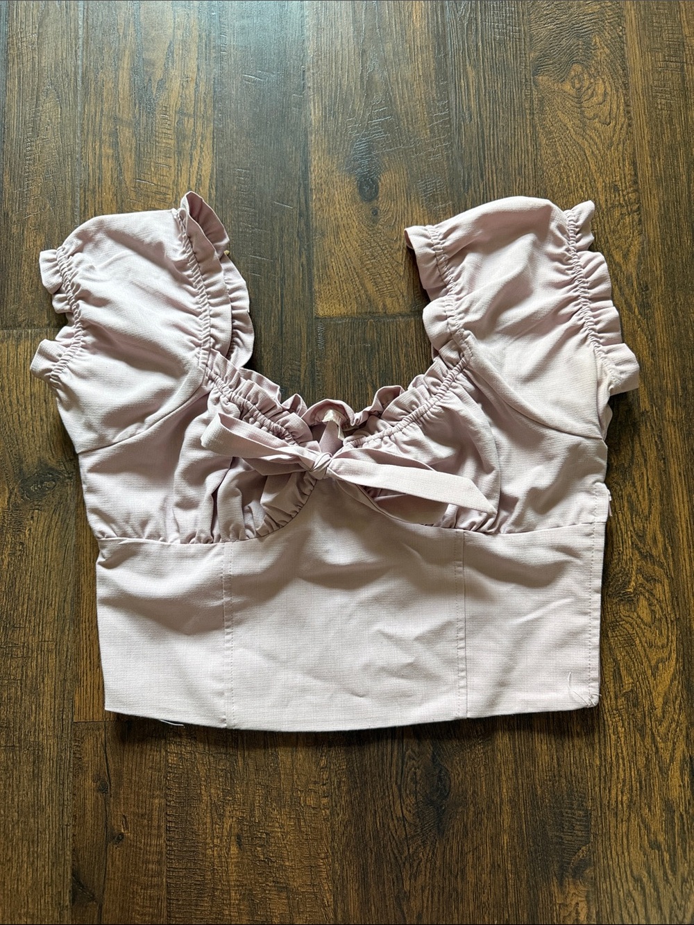 Ruffle Tie-Front Crop Top in Dusty Rose